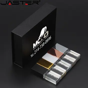 JASTER Новый USB Флэш-накопитель 2,0 Кристалл Черного Золота с Черной Подарочной Коробкой 64 ГБ 32 ГБ 16 ГБ Бесплатный Пользовательский Логотип Свадебная Фотография Подарок