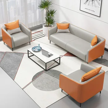 Современный и минималистичный офисный диван, журнальный столик, сочетание деловой приемной и модного дивана