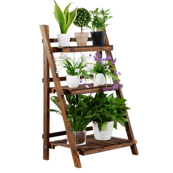 3-Ярусные Складные Деревянные Лестничные Стеллажи для демонстрации цветов и растений в помещении или на открытом воздухе