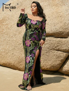 Missord Плюс Размер, вечернее платье с разрезом и пайетками, Элегантные вечерние платья для женщин 2023, шикарное платье