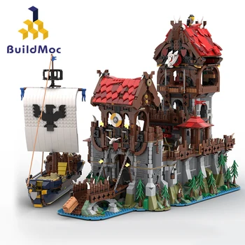 BuildMoc Ретро Средневековая Башня с Волчьими Наборами Набор строительных блоков Игровой Замок Дом Кирпичи Игрушка Детский День Рождения Рождественские Подарки